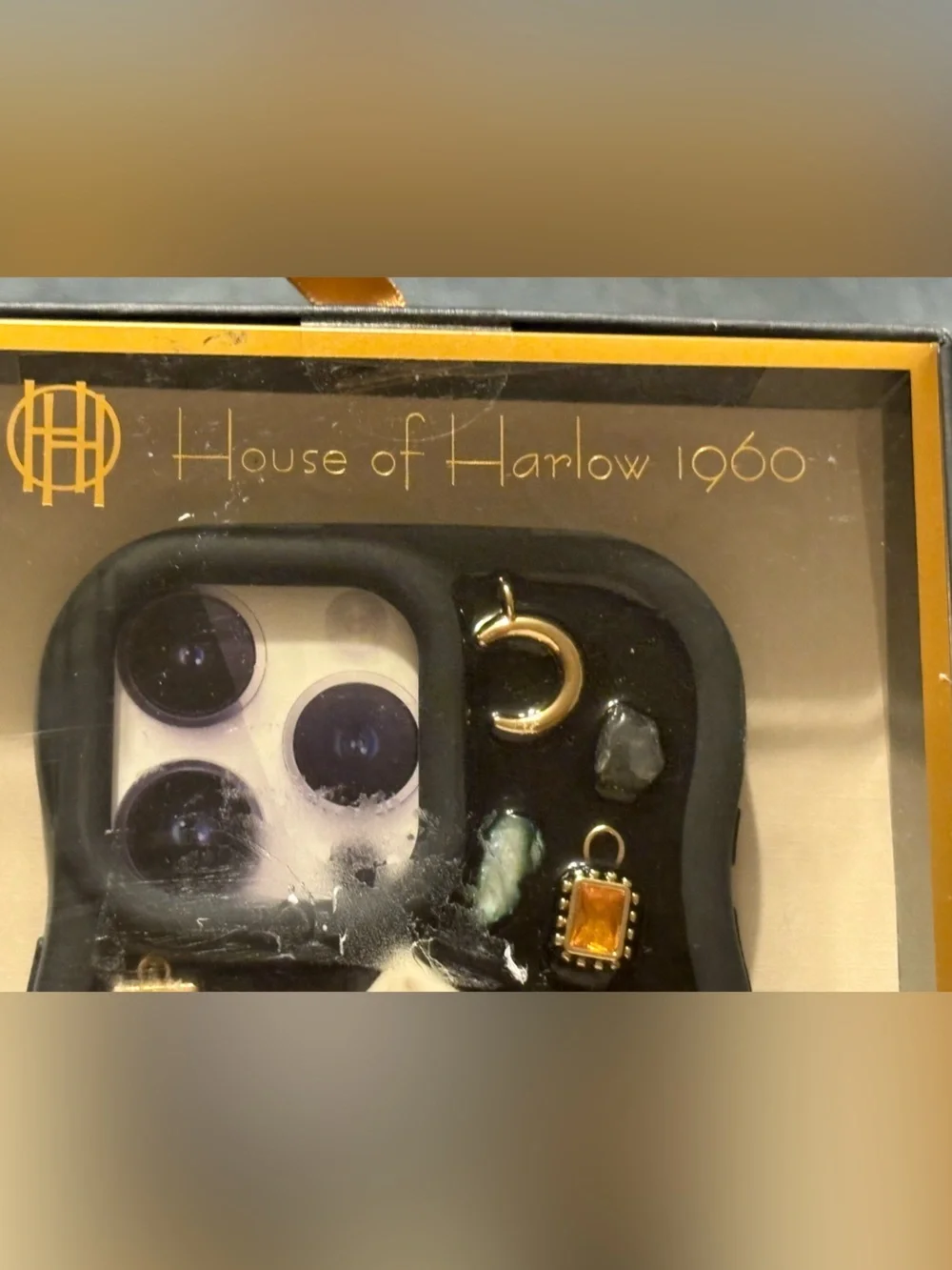 House of Harlow 1960 Black Mosaic Charm Case for iPhone 16 Pro Max NIB